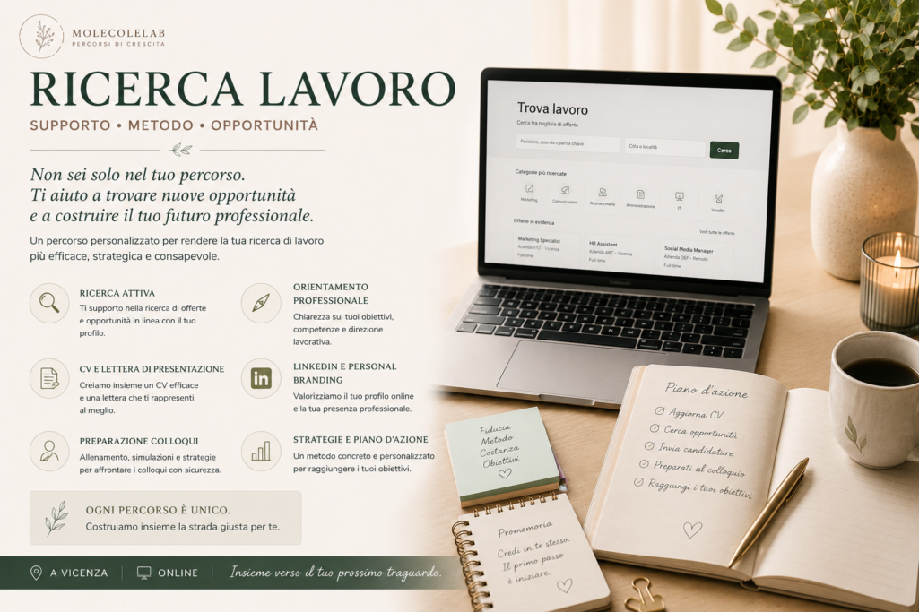 Servizio di supporto nella ricerca di lavoro online e a Vicenza di MolecoleLAB